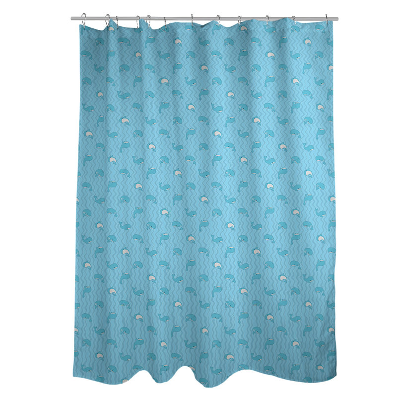 Rideau de douche simple katelyn elizabeth baleines, Bleu sarcelle