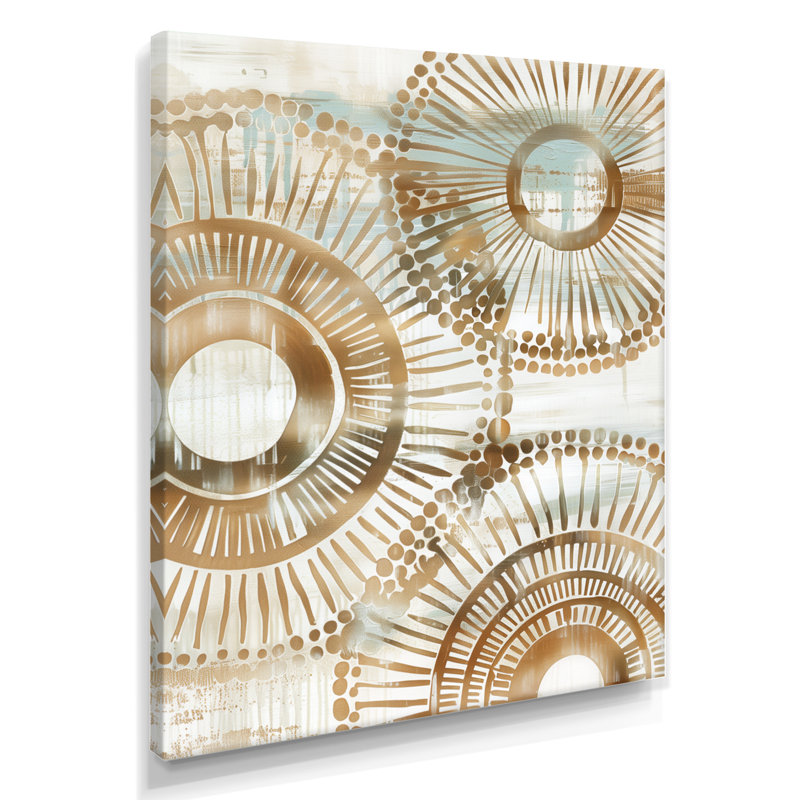 Or blanc et beige bohémien Mandala Simplicity II - impression d'art mural Mandala Boho, Toile tendue, H 12 po x l 20 po