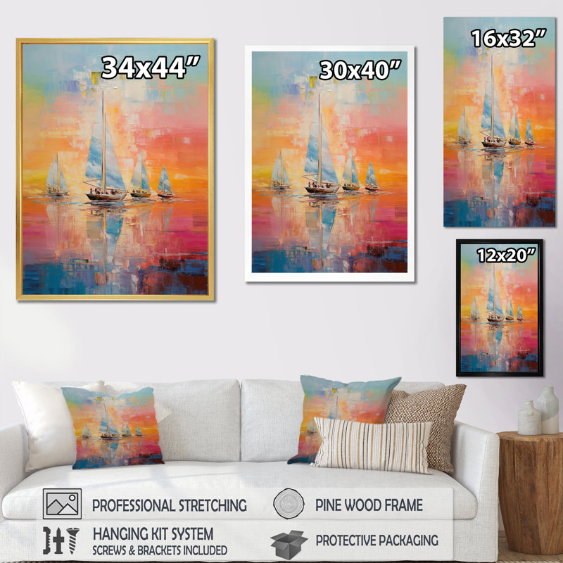 Voilier à voile - reproduction sur toile, Cadre photo noir, H 20 po x l 12 po x P 1 po