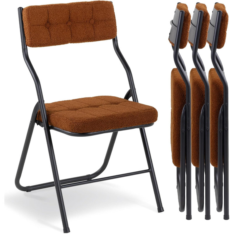 Ensemble de 4 chaises pliantes rembourrées - Chaises de salle à manger rembourrées portables pour les invités, Brun ourson
