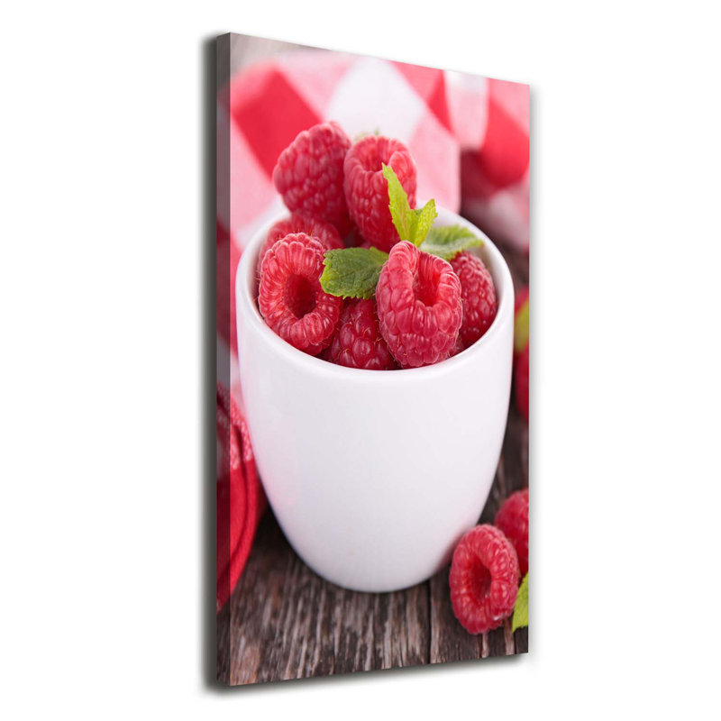 Raspberries in a Mug 1 Piece Wrapped Canvas Wall Art