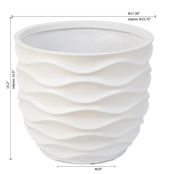 Wavy Rim Ceramic Outdoor Pot, Medium