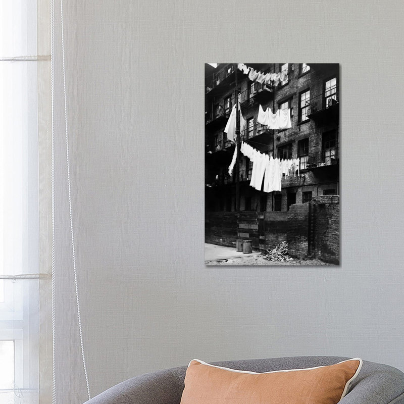 1930s Tenement Building With Laundry Hanging On Clotheslines I - Wrapped Canvas Print, 66.04 cm H x 45.72 cm W x 1.91 cm D