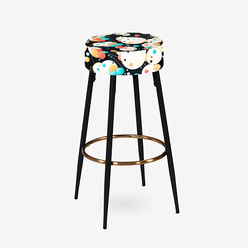 White And Black Polka Dots Explosion - Polka Dots Bar Stools Set Of 2