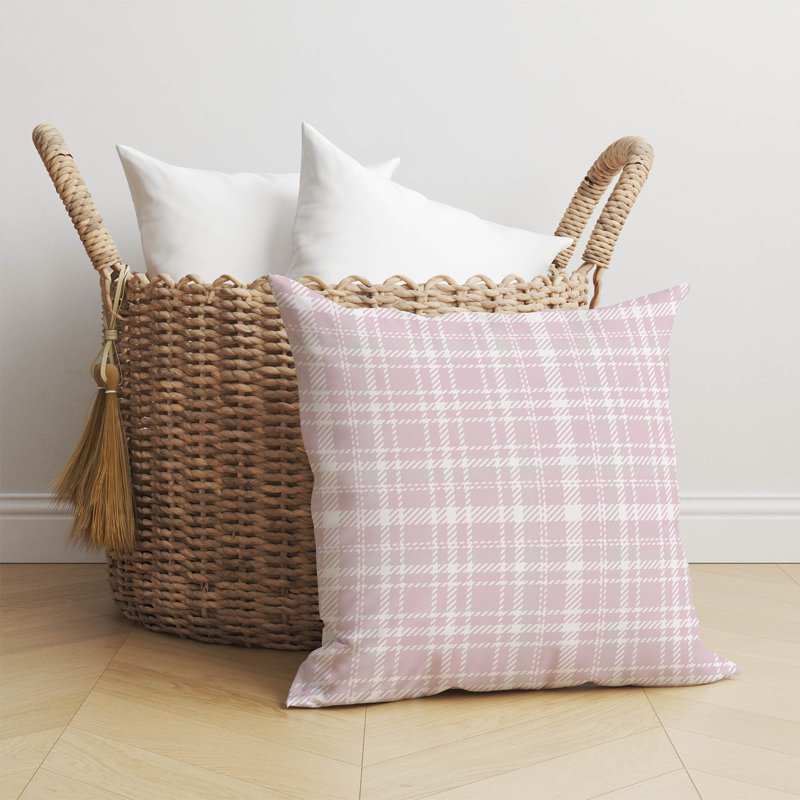 Coussin Rocky Tartan, H 18 po x l 18 po, Rose