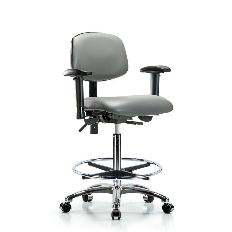 Chaise de travail ergonomique Latanisha, Roulettes, Argenté, Oui