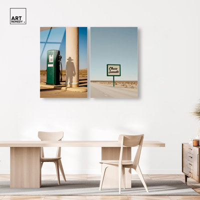 Ensemble de décor mural tendance « Sunset Desert » en impression acrylique par Art Remedy, prêt à  accrocher, 10 x 15