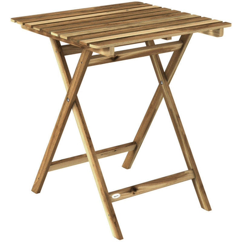 Foldable Wooden Outdoor Coffee Table, Compact Garden Table for Patio and Balcony, Natural Wood Finish