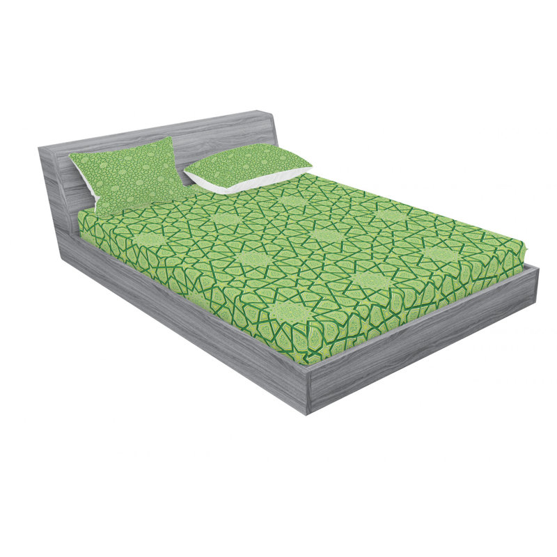 Microfiber Geometric Sheet Set, Full/Double Sheet Set with Fitted Sheet