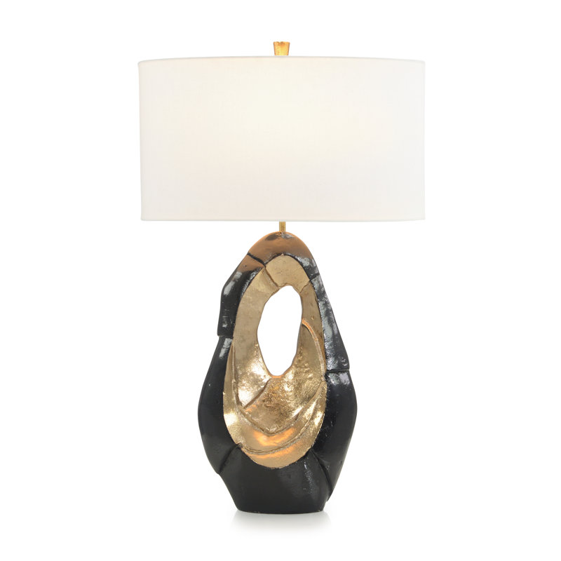 Lampe sculpture noire et or métallique