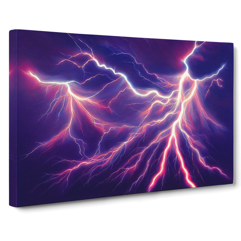 Painted Lightning Storm Vol.1 - Wrapped Canvas Painting, 35cm H x 50cm W x 3cm D
