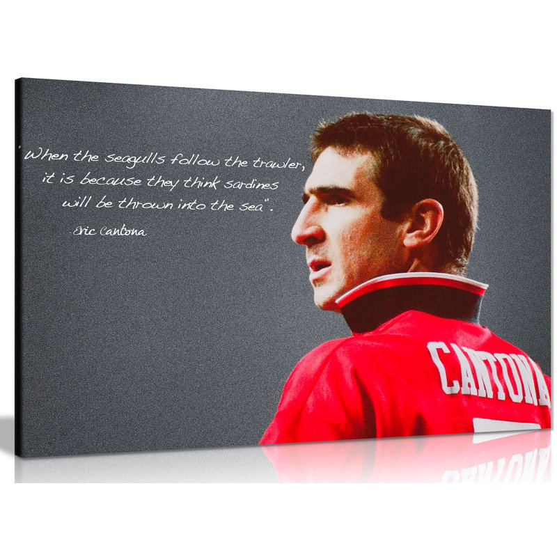Eric Cantona Manchester United Sardines Quote 1 Piece Wrapped Canvas Wall Art, 51cm H x 76cm W
