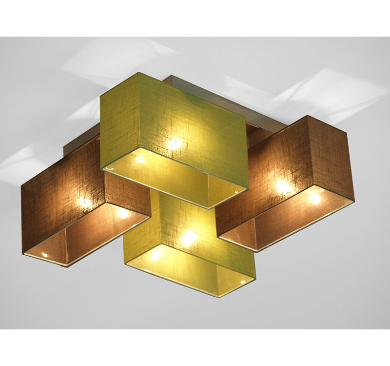 Seaton Semi Flush Mount, Wenge, Brown/Green transparent