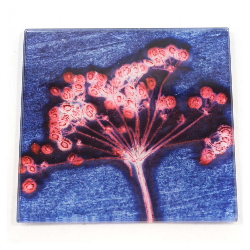 Glass Square 1 Piece Coaster, Blue