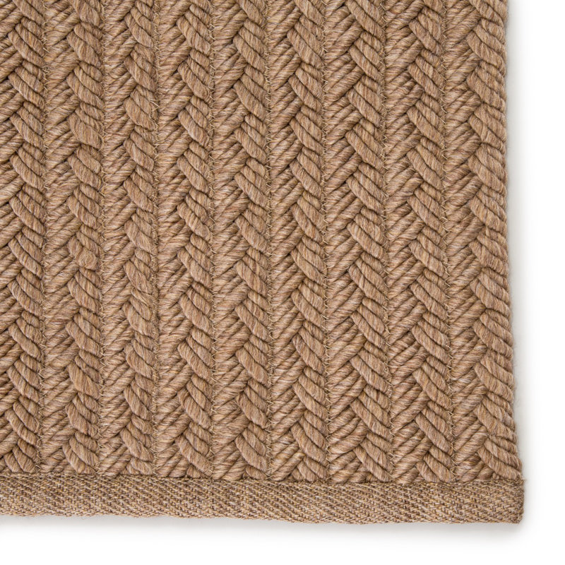 Iver Indoor/ Outdoor Solid Tan Area Rug, Rectangle 5' x 8'