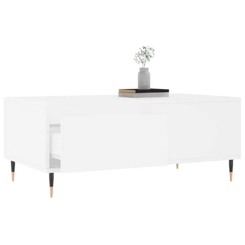 Perras Four Leg Coffee Table with Storage, White