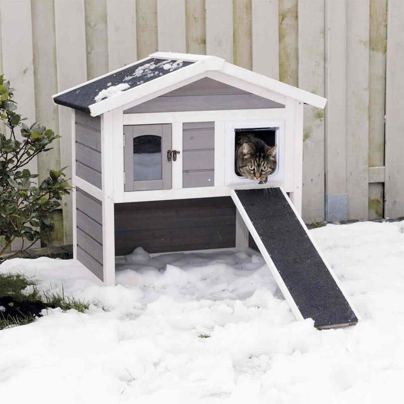 Trixie Natura, maison pour chat isolée, 2 étages, avec rampe