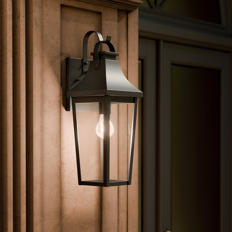 Cleary 20" 1-Light Outdoor Wall Light with Clear Glass in Textured Black, 20" H x 7" W x 8" D, Textured Black