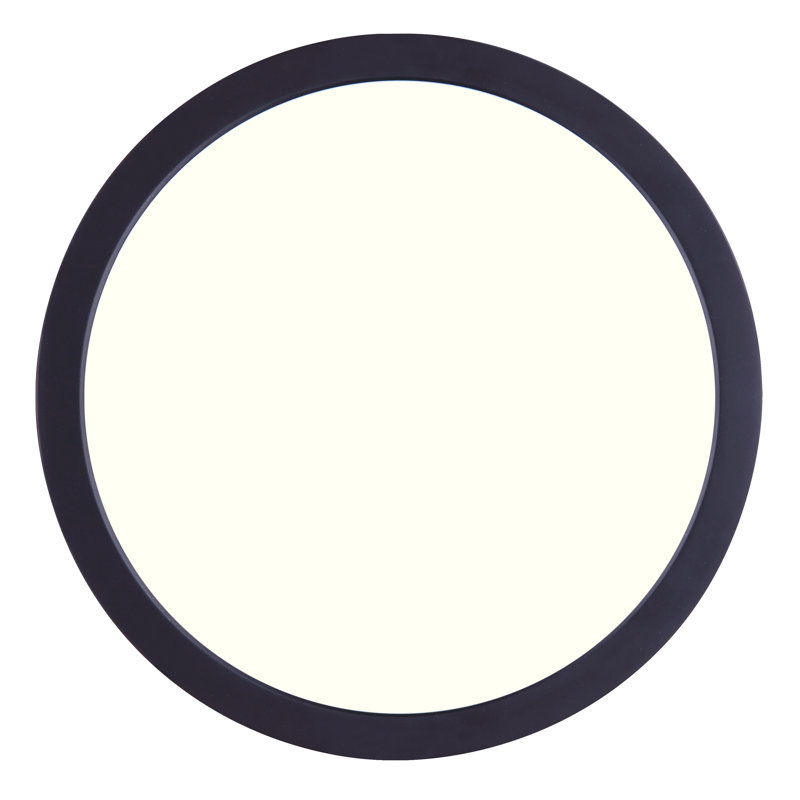 Plafonnier encastré 1 lumière à del à cercle simple Ketchum, Noir, H 1 po x l 15 po x P 15 po