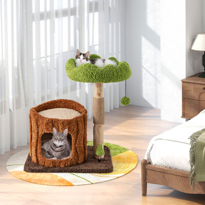  Multifunctional Cat Tree w/ Sisal Covered Scratching Posts Top Perch Modern
