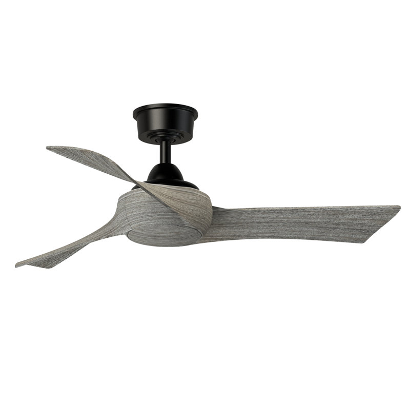 Wrap Custom 44 inch Indoor/Outdoor Ceiling Fan - Black with Weathered Wood blades, Black, Weathered Wood
