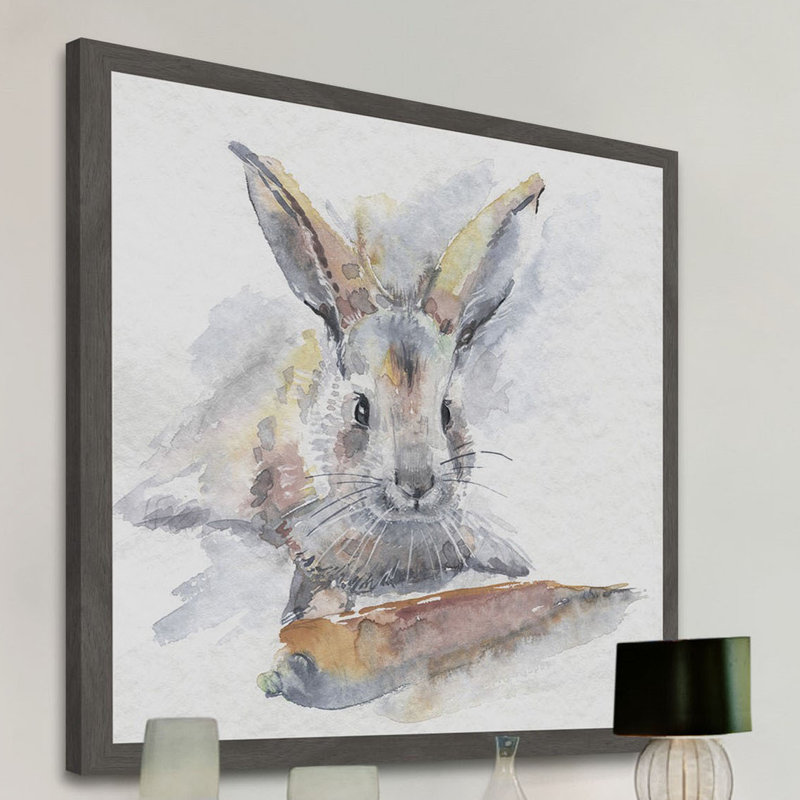 « happy lapin », reproduction d’art encadrée, H 12 po x l 12 po x P 1,5 po