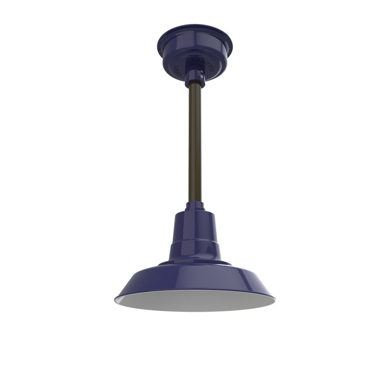 Luminaire suspendu en forme de dôme à 1 lumière DEL Haleigh, H 48 po x l 12 po x P 12 po, Bleu de cobalt / acajou bronzé