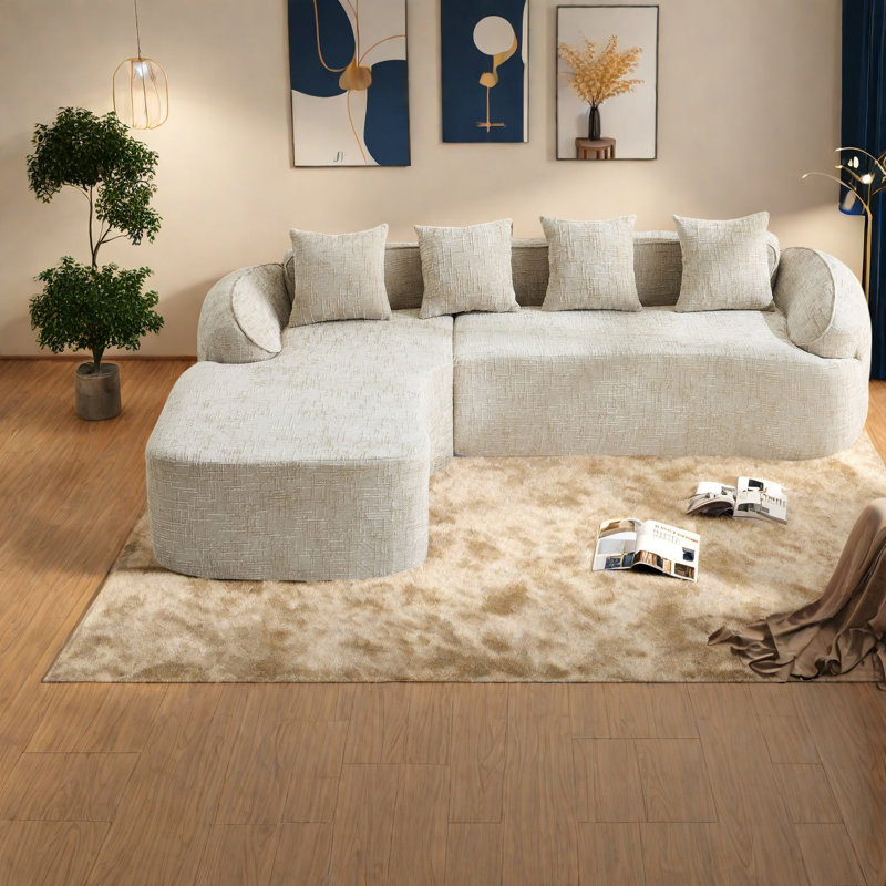 Canapés en forme de L peu encombrants, revêtement en chenille, design moderne pour la maison