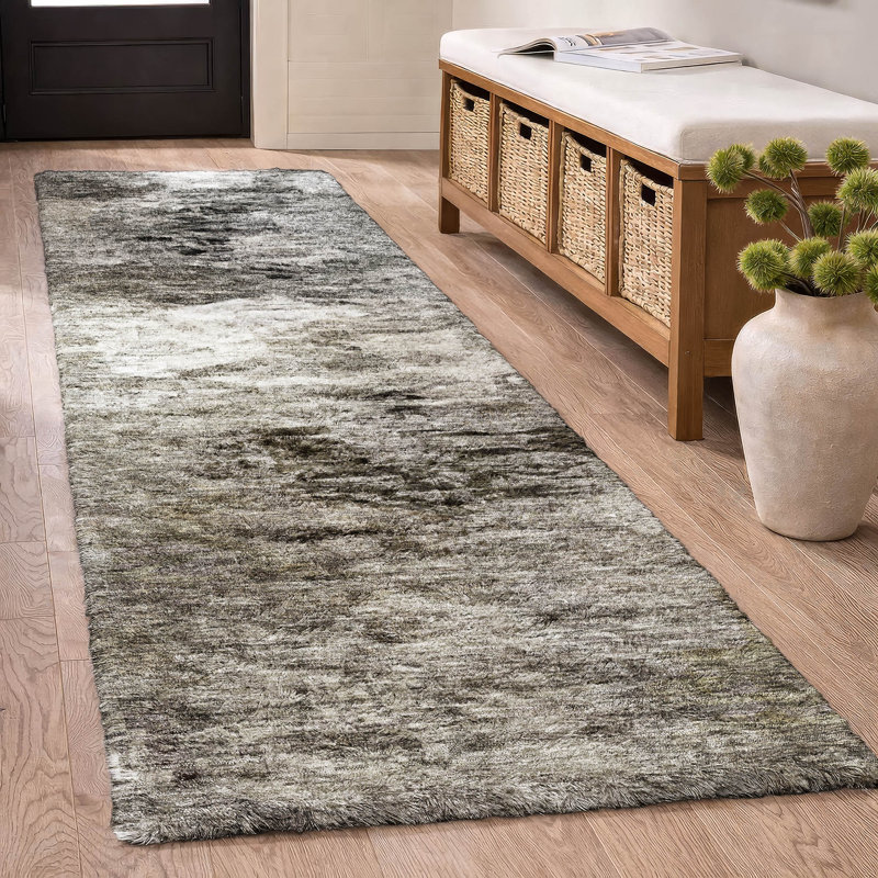 Tapis à poil long de qualité supérieure lavable à la machine ADS597, Taupe, Tapis de couloir 2 pi 3 po x 7 pi 6 po