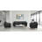 Almonte Black Faux Leather Loveseat with Cherry Leg Finish