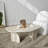 Modern Coffee Table, Travertine Color, 39.4 x 13.8 x 23.6 Inches | 100% Melamine Coated Particle Board Frame, PVC Edgebanding | Stylish Solid Beige Design, Perfect for Living Room & Contemporary Spaces-2024381752