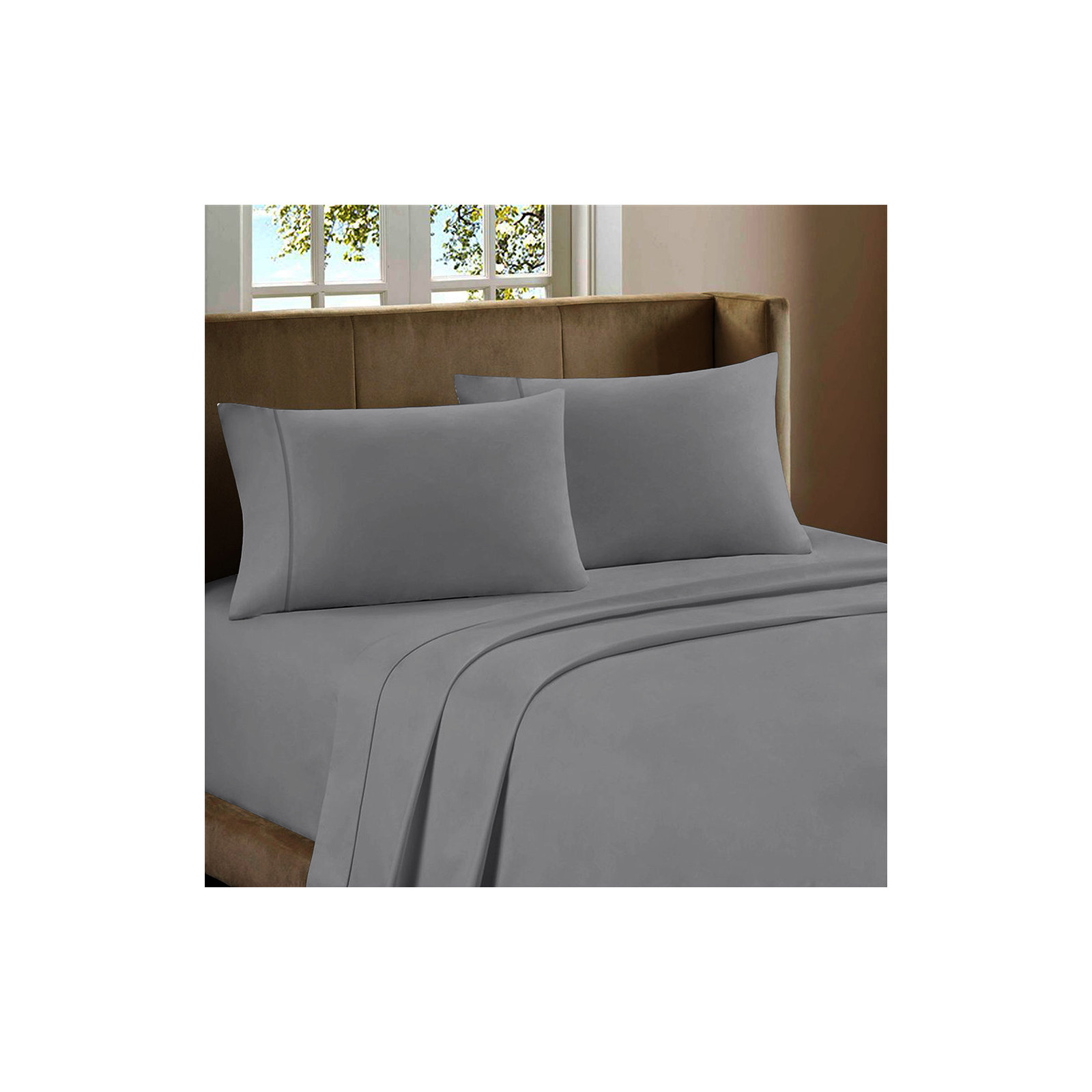 Kal 100% Cotton Sheet Set, California king, Light Gray