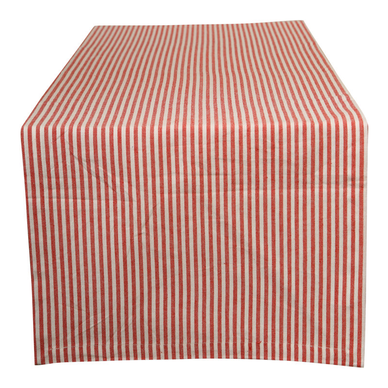 Lyndsay Stripes Cotton Table Runner, Red