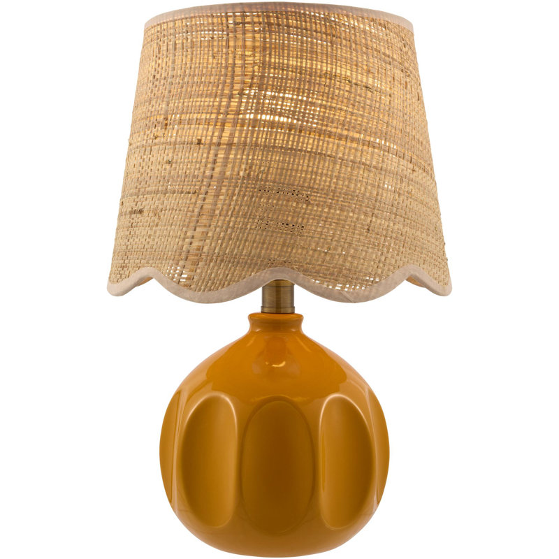 Lampe de table Amecia, Beige, Jute, Orange