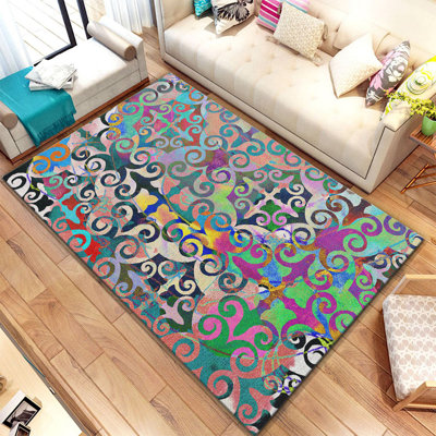 Premium Woven Carpet, 3.3 x 4.6 ft, 100% Polyester, Non-Slip Felt Dot Underside | Raschel Knitting, 0.4 in Pile Height, Machine Washable | Modern Digital Print Design, Ideal for Living Room & Bedroom Decor