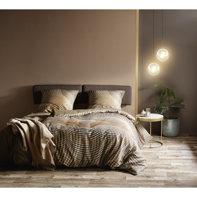 Beige Sateen Reversible Duvet Cover Set