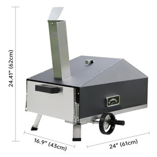 12" Matte Black Cyber Pizza Oven with 360° Manual Rotation – Double-Layer Stainless Steel