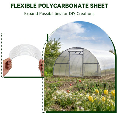 10 pièces de feuilles de polycarbonate à double paroi, 4 panneaux de serre de 4 pi x 2 pi x 0,16 po protégés contre les rayons UV, feuilles de toiture isolées incassables pour serre, couverture de patio, remise de jardin et projets de bricolage
