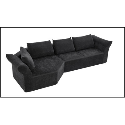 Canapé modulaire avec accoudoir gauche, accoudoirs larges et coussins décoratifs