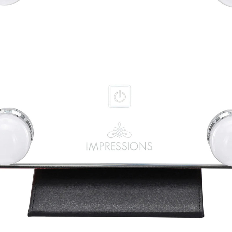 Lumiere Touch Pad Mini LED Makeup Mirror with Faux Crocodile leather Cover Stand, Aluminum frame
