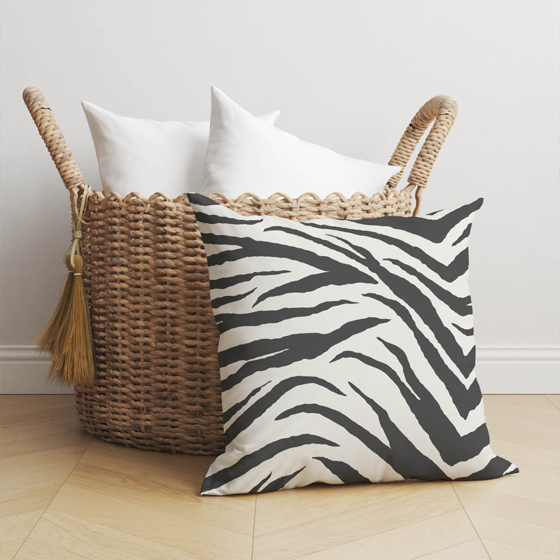 Coussin Zebra, Ivoire/gris anthracite, H 20 po x l 20 po