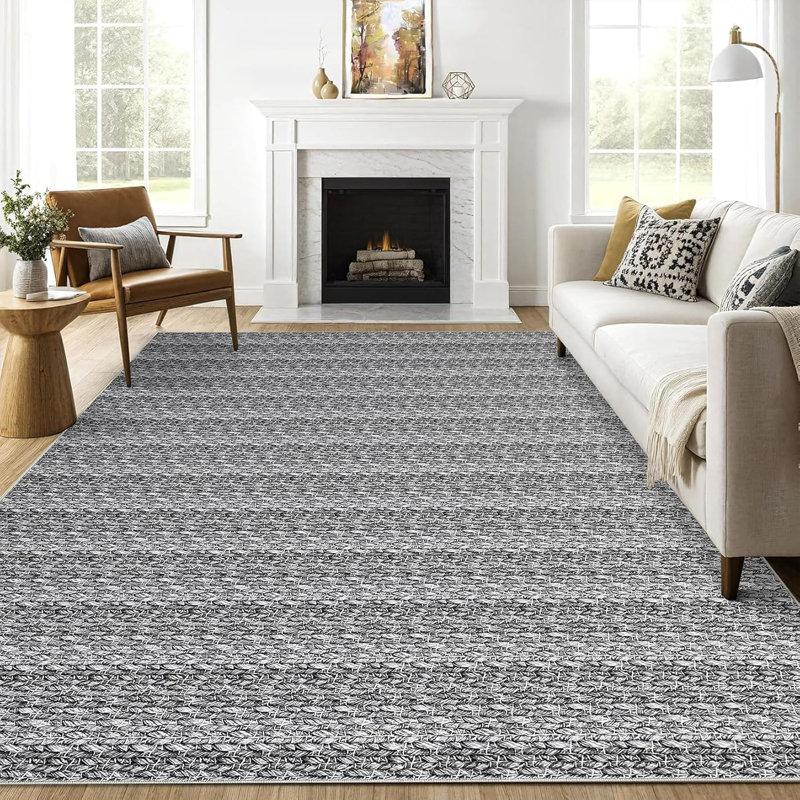 Modern Braided Printed Runner Rug Stain Resistant Carpet with Non-Slip Backing Low Pile Floor Cover Kitchen Hallway EntrywayBrown