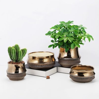 Pots de fleurs en céramique émaillée Santa Barbara Bowls (lot de 4) - Intérieur/Extérieur