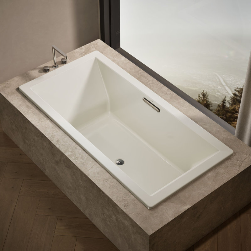 Underscore 72" x 36" Drop In Soaking Acrylic Bathtub, Biscuit