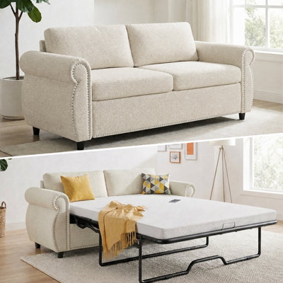2 Seater Linen Sofa Bed