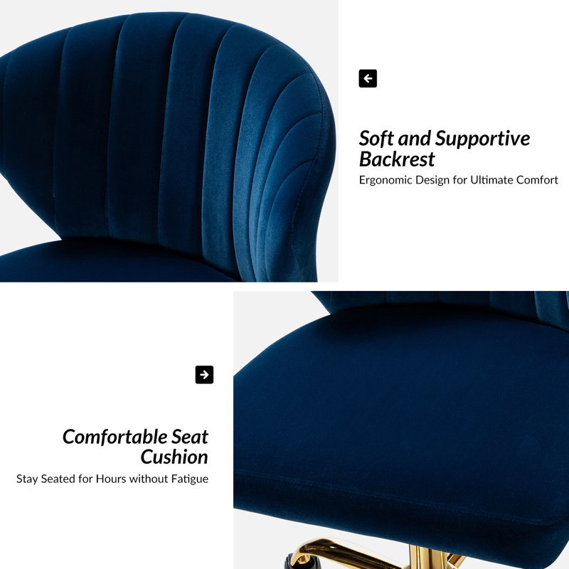 Blue Elephant Velvet Office Chair, Navy