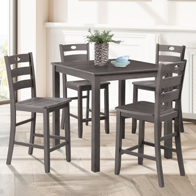 Modern 5-Piece Square Solid Wood Dining Set With Chairs