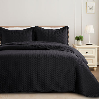 Ensemble de couvre-lit gaufré en microfibre très grand, doux et résistant à la poussière, 3 pièces