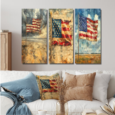 Us Flag On D-Day Invasion WWII II - Usa Patriotist Wall Art Collection