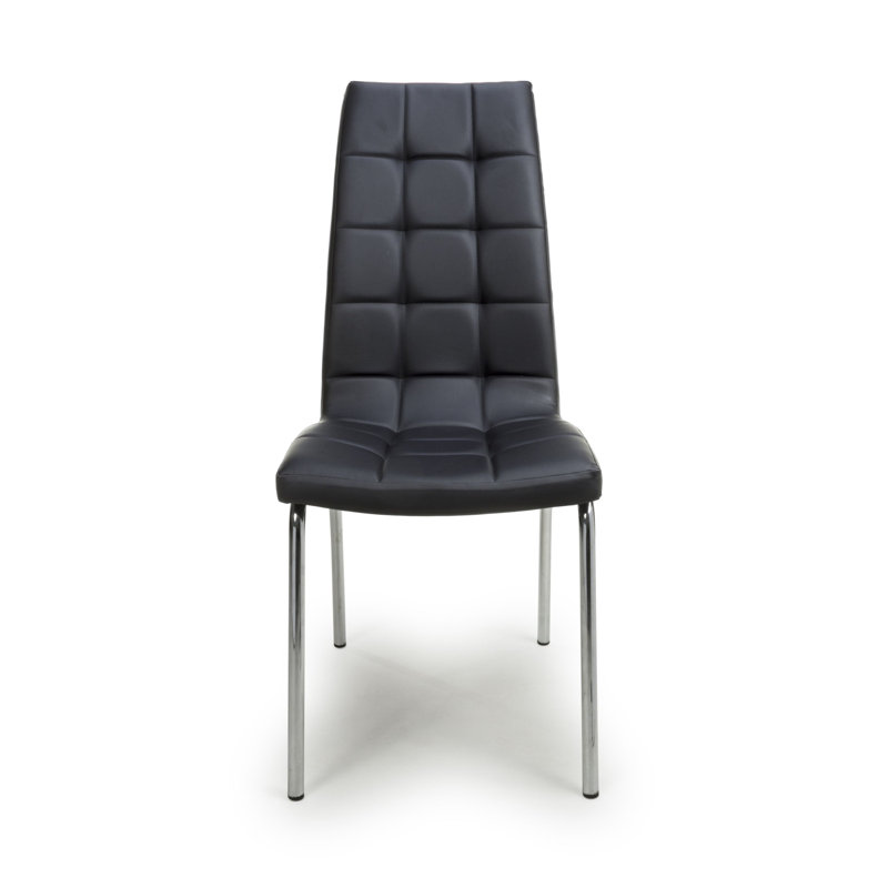 Jenner Leather Effect Dining Chair, Chrome, Black
